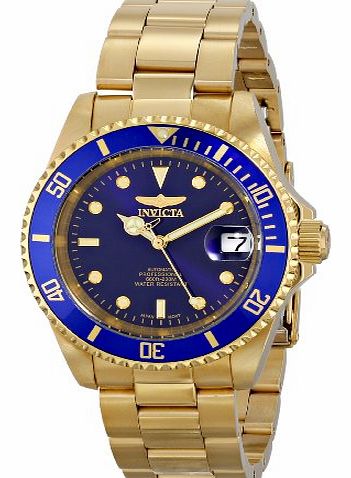 Invicta Mens Automatic Watch with Blue Dial Analogue Display and Gold Stainless Steel Gold Plated Bracelet 8930OB