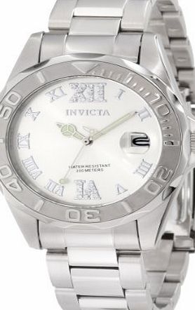 Invicta Watch Pro Diver Womens Quartz Watch with Silver Dial Analogue Display and Silver Stainless Steel Bracelet 12851