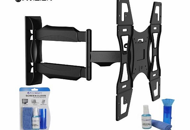 � TV Wall Mount Bracket With Screen Cleaning Kit - New Slim Line Design With Cantilever Arm Tilt amp; Swivel Feature For 26`` - 55`` TV Screens, Fits LED, LCD amp; Plasma, Max VESA 400mm x 400