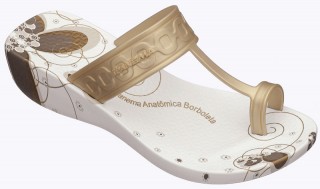 Ipanema dragonfly white/gold wedge flip flop