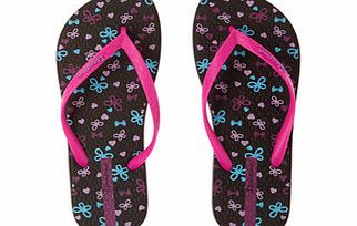 Womens Themes black and pink flip flops