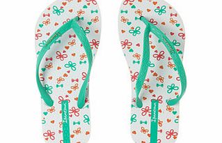 Womens Themes white and teal flip flops