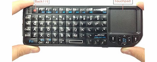 iPazzPort Mini 2.4Ghz RF Mini Wireless Handheld Keyboard with MultiTouchpad Backlight for PC and Android Smart TV/Raspberry pi KP-810-10