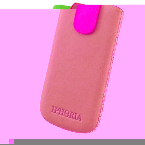 IPHORIA  Fun Genuine Leather Neon Case Green Size M for Apple iPhone 5 / 5C / 5S Licensed Product with Cleaning Cloth PDA-Point
