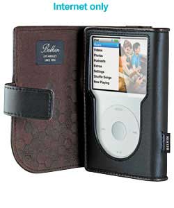 ipod Classic Black/Chocolate Leather Folio Case