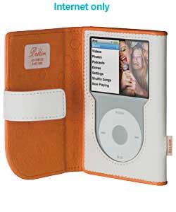 ipod Classic Cream/Orange Leather Folio Case