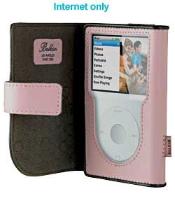 ipod Classic Pink/Chocolate Leather Folio Case