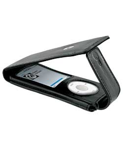 ipod Nano 4G Black Leather Case