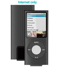 ipod Nano Black Leather Sleeve