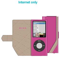 ipod Nano Pink and Grey Leather Folio