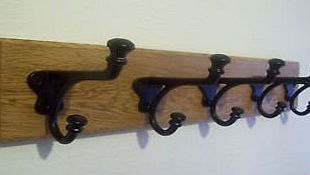 Ironmongery World Solid Oak Wooden Cast Iron Antique Hat And Coat Hooks Pegs Rail Rack Cd4 - 5 Hooks - 58cm (Image Showing 9 Hook Rack for Illustration Purposes Only)