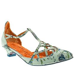 Irregular Choice Female Lattice Peacock Leather Upper in Pale Blue, Yellow