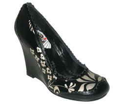 IRREGULAR CHOICE IC FLORAL PATENT WEDGE
