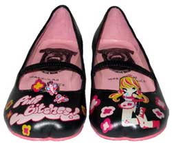 IRREGULAR CHOICE IC PINK BITCHES BAR FLAT