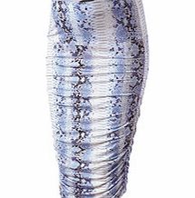 Vienna blue snake print stretch skirt