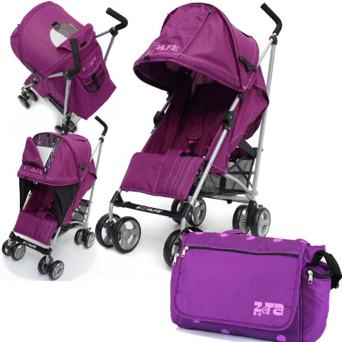 iSafe Baby Stroller iSafe Media Viewing Buggy Pushchair - Plum (Purple) Complete With   Deluxe 2in1 footmuff   Changing Bag   Raincover