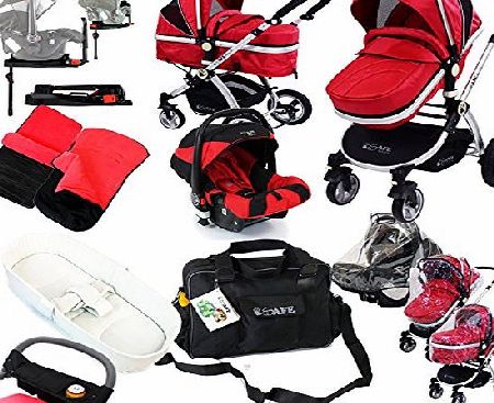 iSafe i-Safe Complete Trio Travel System Pram amp; Luxury Stroller - Red Complete With Carseat   iSOFIX B
