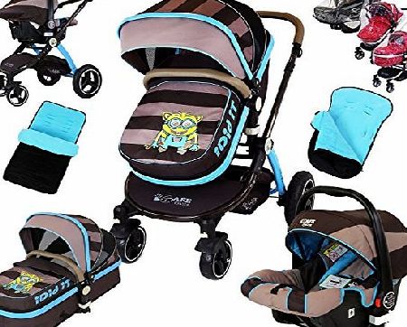 iSafe i-Safe System - i DiD iT Trio Travel System Pram amp; Luxury Stroller 3 in 1 Complete With Car Seat   Footmuff   Carseat Footmuff   RainCovers