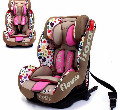 iSafe Isofix Duo Trio Plus and Top Teether Car Seat (Flowers)