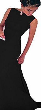 Party dress - UK Sexy Womens Girls Ladies Sleeveless Long Bodycon Prom Ball Cocktail Party Dress Formal Evening Gown Black UK10-12