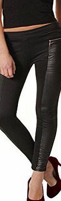 ISASSY Sexy Matt Wet Look Shiny Faux Leather Leggings Black, Girls Womens Ladies Leg Warmers, Stitching Stretchy Skinny Leggings Pants Legwear Tights, Full Length Plain High Waisted Leggings Black