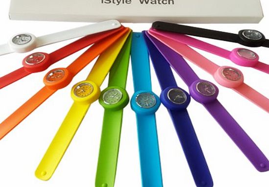 iStyle Slap on Silicone Watch Quartz Sports Watch Wrist Kids Boy Girl Lady Woman Unisex 12 Colors for Choosing-Orange