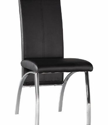 Italian Furniture Co Ltd 2x Aston Black Faux Leather Dining Chairs - Set of 2 Contemporary Dining Chairs Only