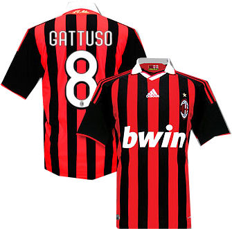 Italian teams Adidas 09-10 AC Milan home (Gattuso 8)