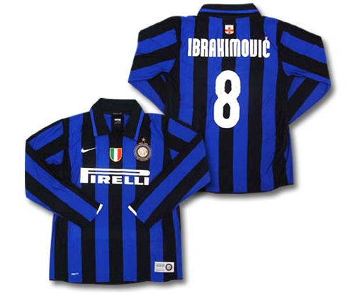 Italian teams Nike 07-08 Inter Milan L/S home (Ibrahimovic 8)
