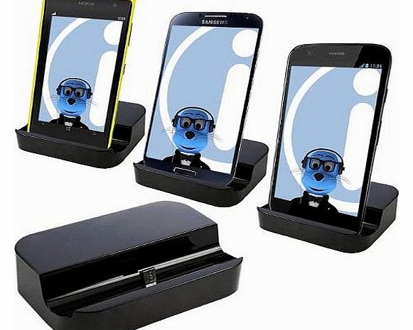 BLACK Micro USB Sync & Charge Desktop Dock Stand Charger For Mobile Phones