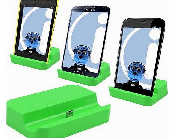 GREEN Micro USB Sync & Charge Desktop Dock Stand Charger For Mobile Phones
