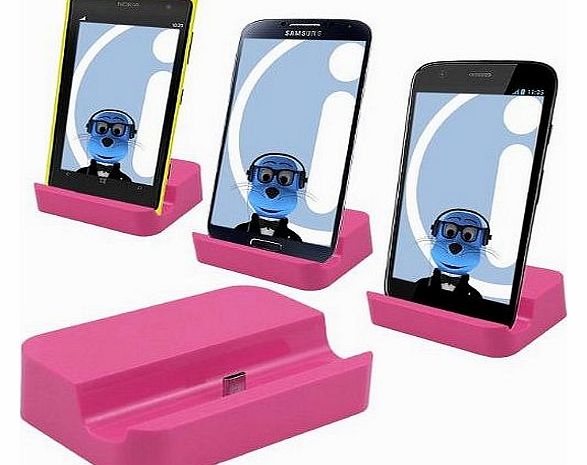 PINK Micro USB Sync & Charge Desktop Dock Stand Charger For Mobile Phones