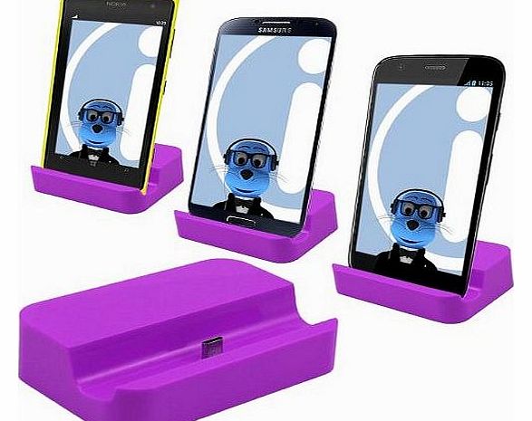 PURPLE Micro USB Sync & Charge Desktop Dock Stand Charger For Mobile Phones