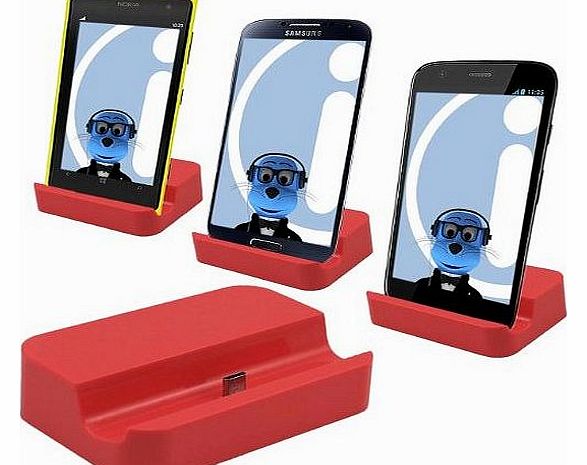 RED Micro USB Sync & Charge Desktop Dock Stand Charger For Mobile Phones