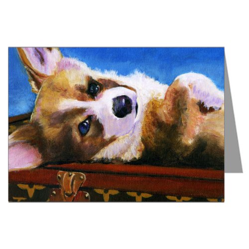 Its a Dogs Life Studio Pembroke Welsh Corgi on top Louis Vuitton Inspired Luggage Note card Set