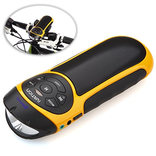 Ivation BIKE-BEAKON Portable Rechargeable Rugged Bluetooth Speaker, MP3 Player With MicroSD Card, AUX Inputs, FM Radio and Phone answering - YELLOW - Ideal for Home, Office, Sports 