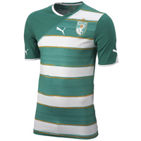 Ivory Coast Away Shirt 2009/11 - Green/Qwhite.