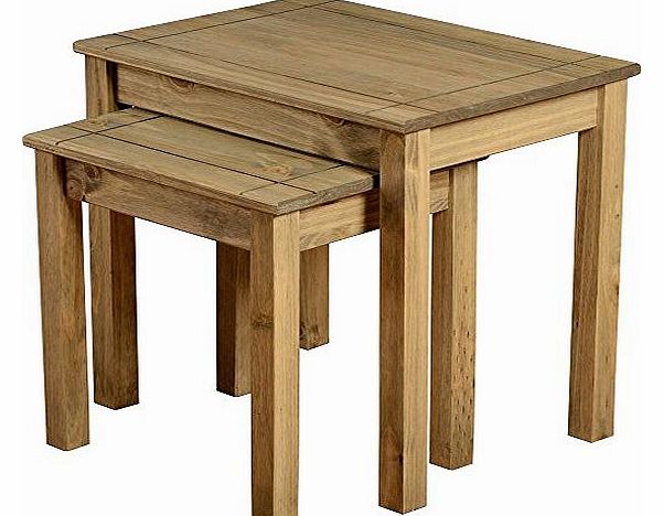 Panama Nest of Tables Waxed Pine Vintage Natural Oak Finish