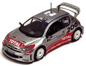 IXO Peugeot 206 WRC 2002 (1:43 scale in Silver with graphics)
