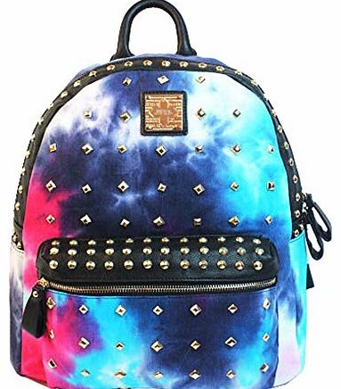 Izaac Galaxy Pattern Unisex Travel Backpack Canvas Leisure Bags School bag Rucksack (blue purple)