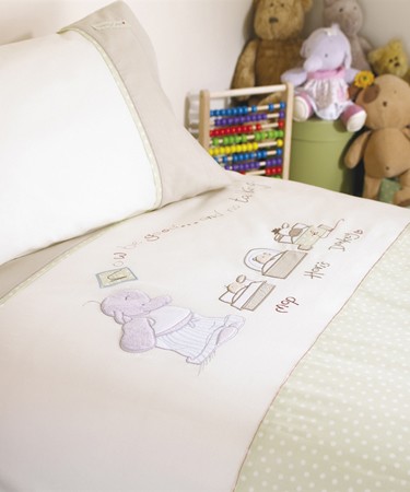 Izziwotnot Bedding. Bedtime Cot Bed Duvet Cover and Pillowcase Set