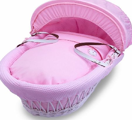 izziwotnot White Wicker Moses Basket Pink