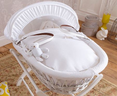 izziwotnot White Wicker Moses Basket White
