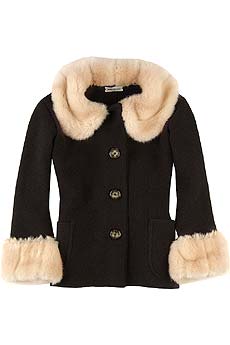Exclusive faux fur trimmed wool jacket