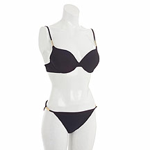 Black padded underwired gold trim bikini top