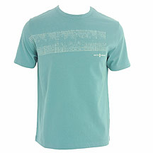 Bright turquoise grid chest print t shirt