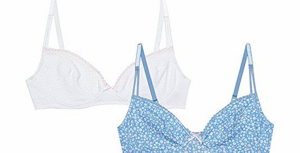 J By Jasper Conran Designer Pack Of Two Girls Blue Floral And White Spotty Starter Bras 28Aa