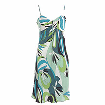 Green silk printed dress