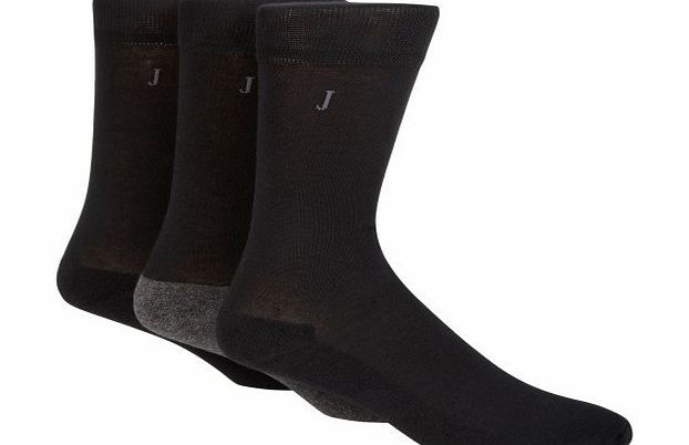 J By Jasper Conran Mens Designer Pack Of Three Black Cushioned Sole Socks L