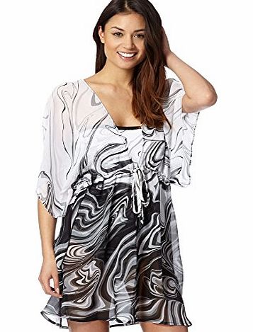 J By Jasper Conran Womens Designer Black Marble Print Kaftan 20